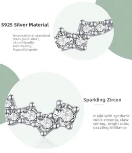 Macro view of S925 sterling silver earrings showing detailed prong setting and cubic zirconia