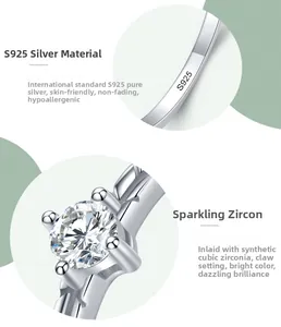 Macro view of S925 sterling silver ring showing the hallmark stamp and prong setting