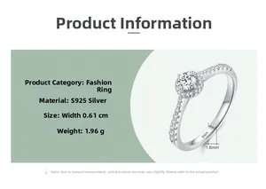 Detail view of S925 sterling silver halo ring with product dimensions and weights