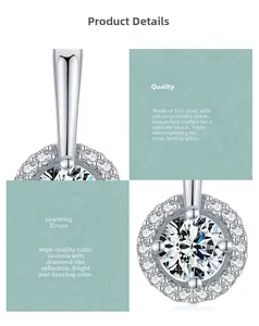 Détails macro des boucles d'oreilles rondes en argent S925 avec zircone étincelante