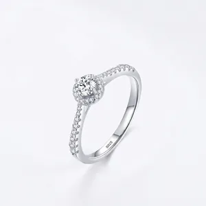 925 Sterling Silver Round Cut Zirconia Halo Ring Luxury Engagement Wedding Ring For Women Fashion Jewelry Accessories