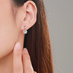 Élégantes boucles d'oreilles halo en argent 925 avec zircons ronds brillants