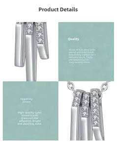 Détail du collier en argent S925 avec incrustation de zircone et polissage miroir brillant