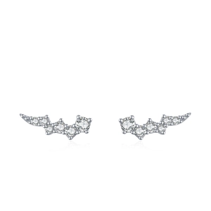 Elegant S925 sterling silver stud earrings with irregular cluster of sparkling zircons