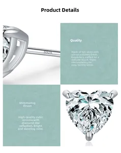 Close-up of S925 sterling silver heart earrings showing mirror polish and S925 hallmark