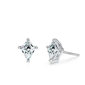 925 Sterlingsilber Rhombus Drachenschliff Ohrstecker Für Damen Klare Zirkonia Eingelegt Geometrisch Chic Minimalist Silber Modeschmuck