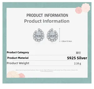 Detail of S925 silver pear cut stud earrings with size specs and weight of 2.16g