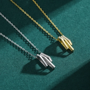 Collier en argent S925 minimaliste avec pendentifs géométriques en finitions or et argent
