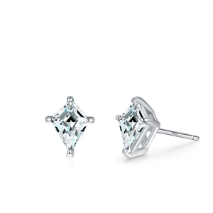 Funkelnde Kite-Cut Moissanit Ohrstecker aus S925 Sterling Silber im minimalistischen Design