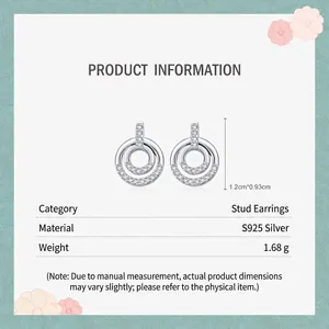 Orecchini a cerchio intrecciati in argento sterling 925 con zirconi cubici scintillanti