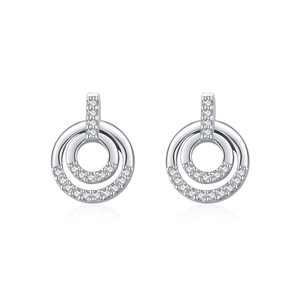 Eleganti orecchini a doppio cerchio in argento S925 con scintillanti zirconi cubici