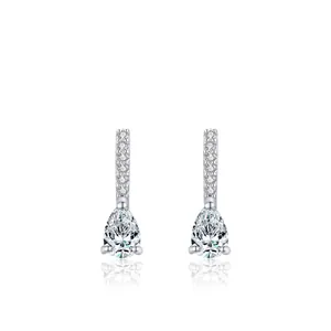 925 Sterling Silver Water Drop Zirconia Stud Earrings Elegant Pear Cut Jewelry For Women Chic Fashion Commuting Accessory