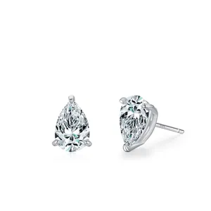 925 Sterling Silver Water Drop Zirconia Stud Earrings For Women Minimalist Cubic Zirconia Pear Cut Tear Drop Earring Jewelry