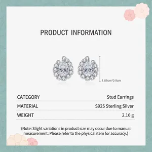 Luxurious S925 sterling silver pear-cut stud earrings with sparkling pavé cubic zirconia