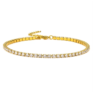Stainless Steel Zirconia Tennis Bracelet For Women Gold Silver Color Inlaid Round Stone Adjustable Fashion Jewelry