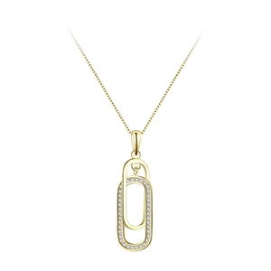 Minimalist S925 sterling silver double interlocking rectangle pendant necklace for women