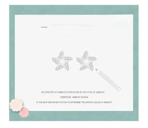 Detailed jewelry design sketch of s925 silver star earrings with micro-inlaid stones