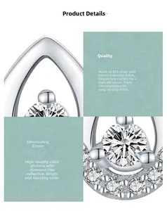 Detail of S925 sterling silver teardrop earrings featuring sparkling cubic zirconia stones