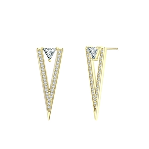 Elegant gold triangle drop earrings with cubic zirconia inlay for a modern luxury look