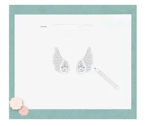 Detailed rendering of S925 silver angel wing stud earrings with micro-set cubic zirconia