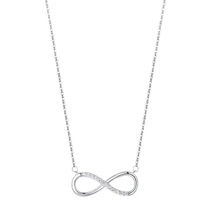 925 Sterling Silver Infinity Pendant Necklace For Women Elegant Rhinestone Inlaid Love Heart Infinity Clavicle Chain Jewelry Gift