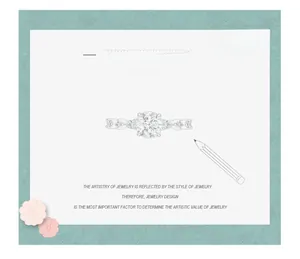 S925 sterling silver ring design concept sketch showing center round diamond and side stones
