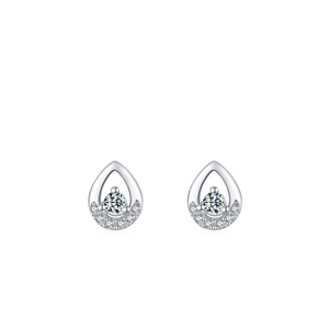 Elegant S925 sterling silver pear-shaped drop earrings with a centered round zirconia