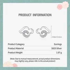 S925 sterling silver auspicious cloud stud earrings with micro-pave white zircons