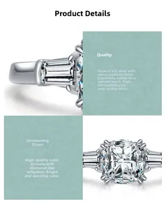 Macro detail of S925 silver ring featuring 1 carat cubic zirconia and 3-layer plating