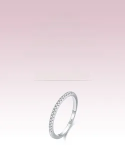Detailed close-up of S925 sterling silver stamp on the inner band of the pavé ring