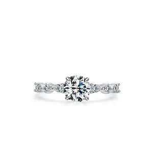 925 Sterling Silver Round Cut Zirconia Engagement Ring Shiny Fashion Finger Ring Jewelry For Women Wedding Gift