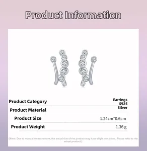 Detail view of S925 sterling silver bubble earrings with sparkling cubic zirconia stones