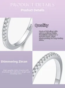 Detail view of S925 sterling silver ring with cubic zirconia and mirror polish finish