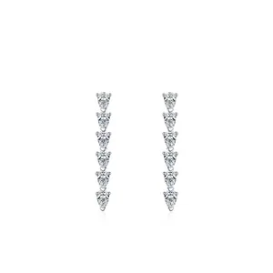 Boucles d'Oreilles Clous en Argent Sterling 925 Goutte d'Eau avec Zirconia pour Femme Élégantes Boucles d'Oreilles Pendantes Poire