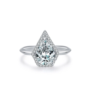 Bague luxueuse en argent S925 en forme de poire avec entourage de diamants scintillants