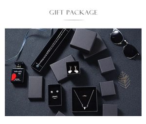 Coffret cadeau noir minimaliste avec boîtes à bijoux pour colliers et bagues