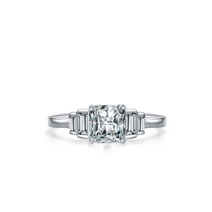 Elegant S925 silver ring featuring a large rectangular center stone and side diamonds