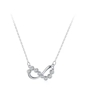 Collier Pendentif Amour Infini en Argent Sterling 925 pour Femmes Minimaliste Incrusté de Zirconia Chaîne de Clavicule Bijoux Cadeau