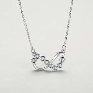 Collier infini en argent sterling 925 orné de zircons cubiques brillants pour femme