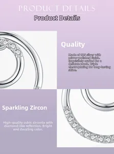 Detail of 925 sterling silver stud earring with triple-layer plating and CZ stone