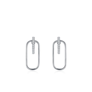 Elegant s925 silver geometric stud earrings with micro-paved sparkling cubic zirconia