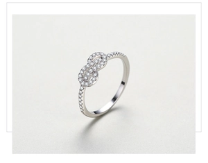 Macro shot of S925 sterling silver infinity ring with micro-pave cubic zirconia