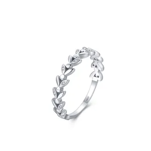 S925 Sterling Silver Leaf Zirconia Ring Elegant Forest Style Branch Finger Ring For Women Light Luxury Jewelry Gift