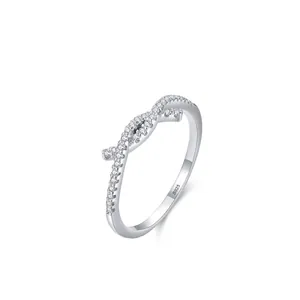 S925 Sterling Silver Knot Ring For Women Light Luxury Zirconia Inlaid Geometric Minimalist Finger Ring Fashion Jewelry Gift