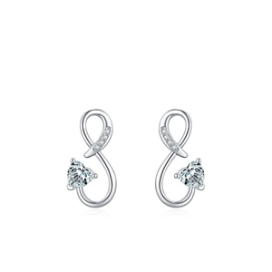 Boucles d'oreilles cœur infini en argent sterling 925 poli avec pierres zircone