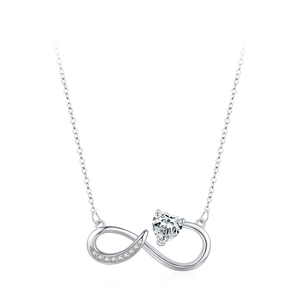 Élégant collier cœur infini en argent s925 avec pendentif en zircon étincelant