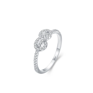 Elegant 925 sterling silver interlaced knot ring with sparkling zircon micro-paving
