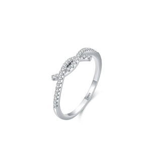 Elegant S925 sterling silver infinity knot ring with micro-pave cubic zirconia crystals