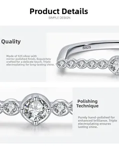 Makro-Detail des S925-Stempels und der Diamantfassung am silbernen U-förmigen Ring