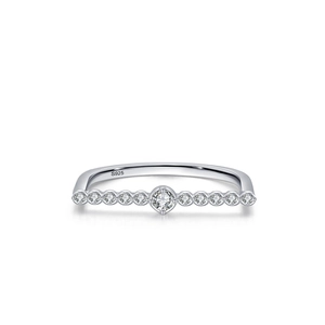S925 Sterling Silber U-förmiger Ring mit funkelnden weißen Zirkonia-Steinen besetzt